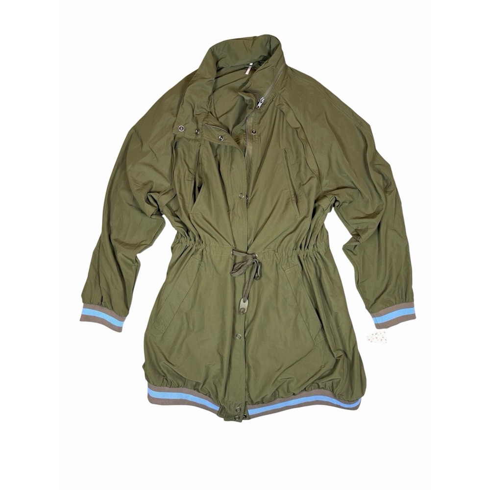 Free People Wind Swept Anorak Jacket Womens L Green Hooded Utility NWOT